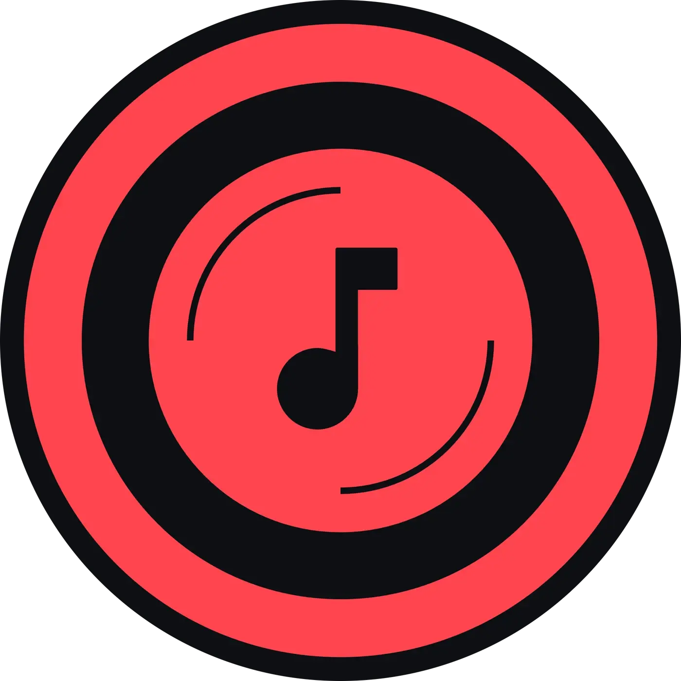 The slipmat artwork: black felt printed with the coral mark at record size, the ring near the edge and the disc with the note and two grooves cut out