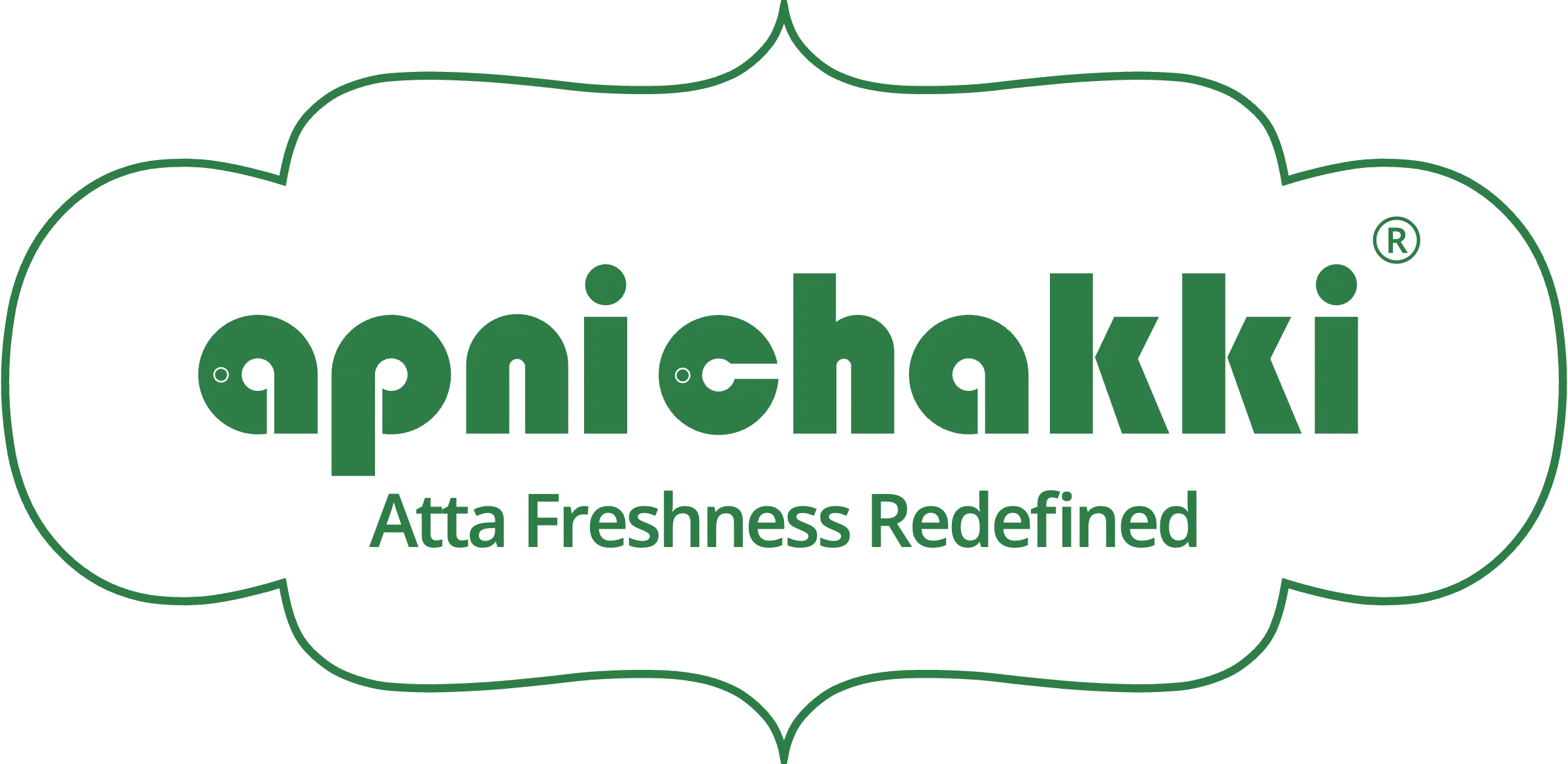 The logo in green only; the grain dots sit in small rings