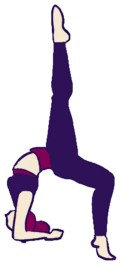 Wheel (Eka Pada Chakrasana), drawn in purple, plum and cream.