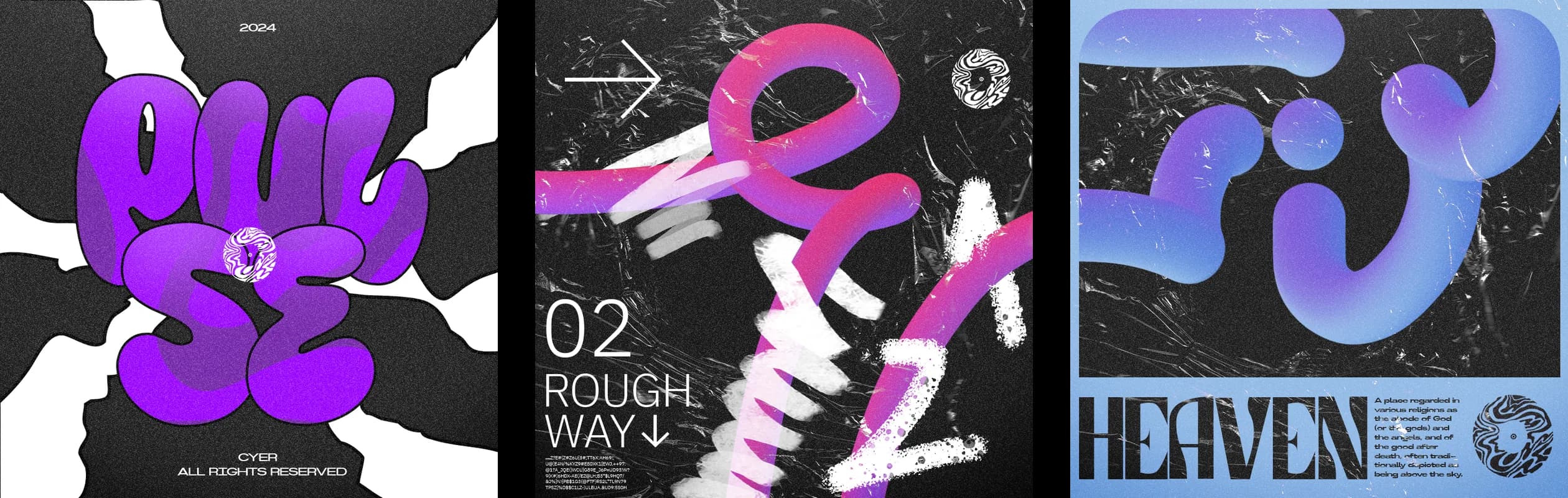 The three covers side by side: Pulse, Rough Way and Heaven.