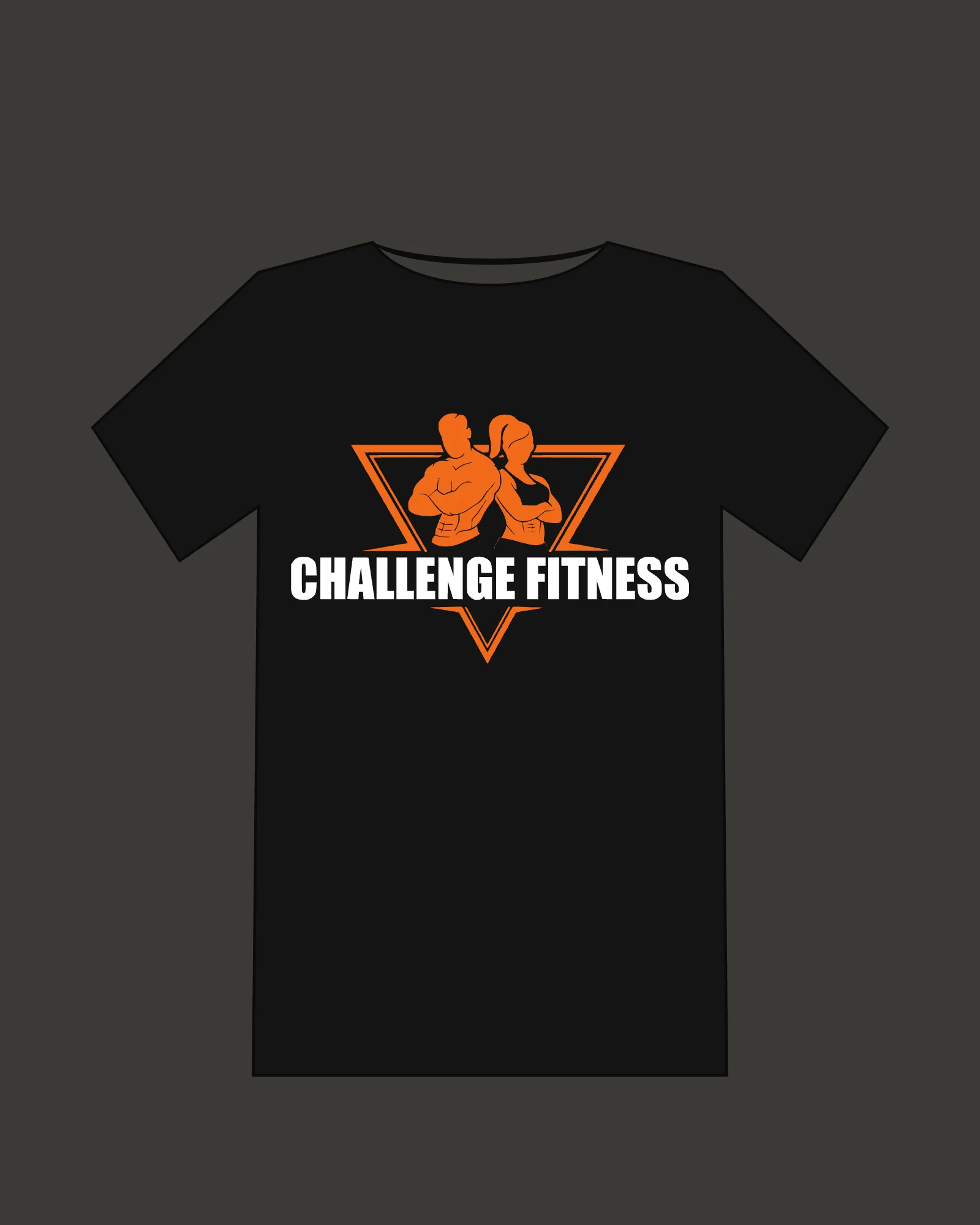 A black T-shirt, back view, with the full logo across the shoulders