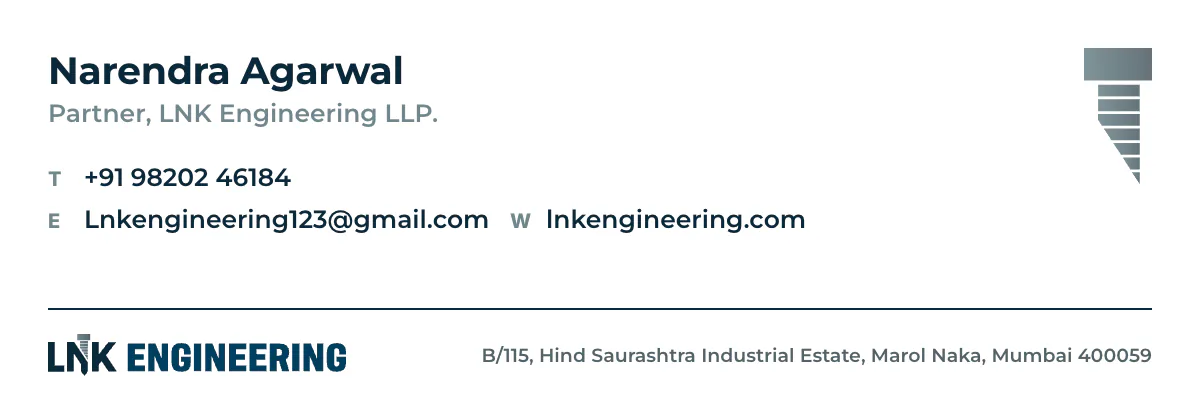 Email signature: Narendra Agarwal, Partner, with phone, email and website, the horizontal logo and the address under a navy rule.
