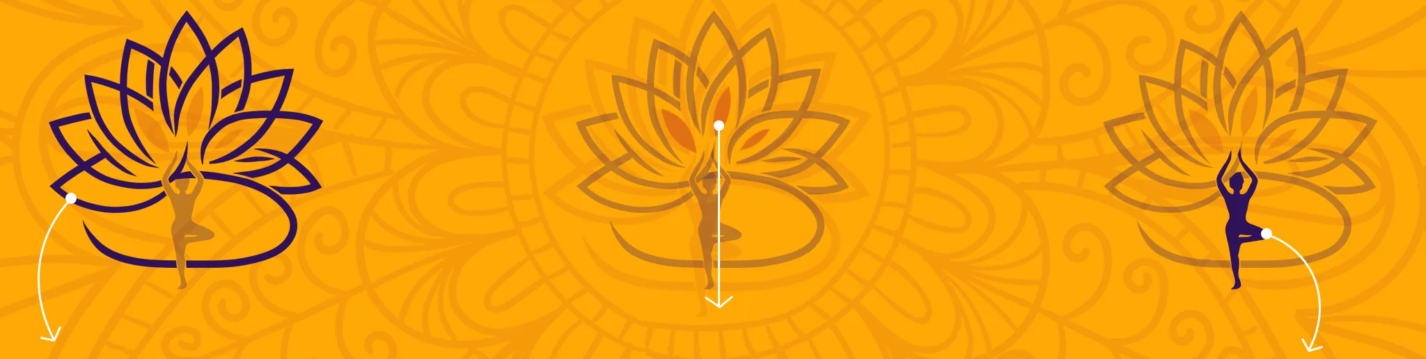 The mark three times, each with one part picked out in purple: the lotus, the leaves, the person.