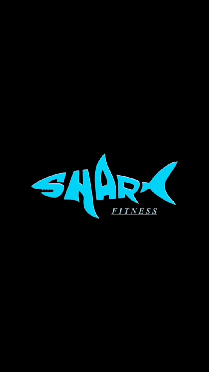 The cyan Shark Fitness wordmark on black