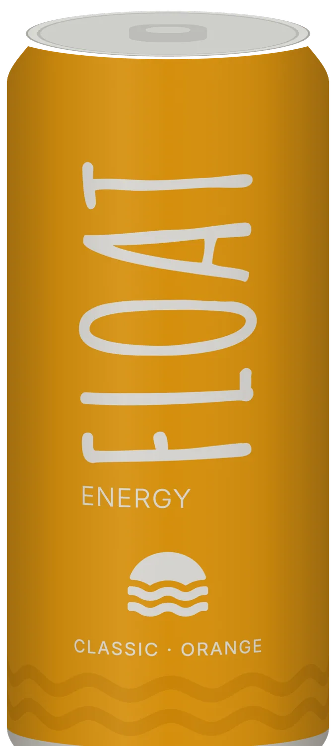 The Classic Orange can: FLOAT in warm grey running up an orange can