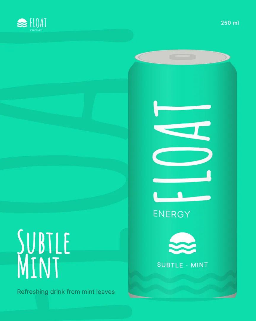 Launch post for Subtle Mint: the can on mint, FLOAT huge and tonal behind it