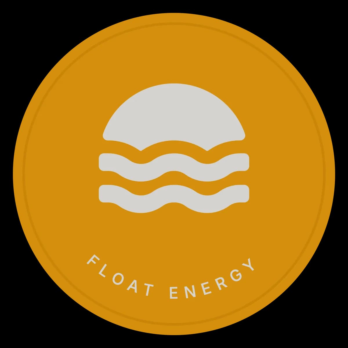 A round shelf wobbler: the icon on orange with FLOAT ENERGY round the lower edge