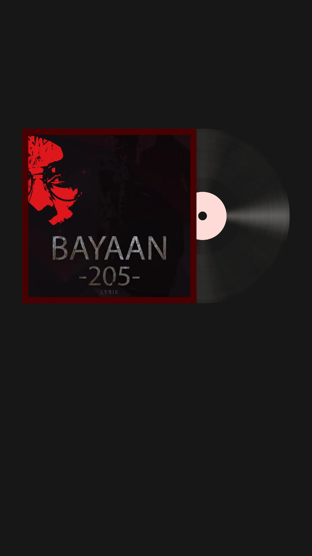 A story: the Bayaan cover on a sleeve in a dark red frame, with the record sliding out of it.