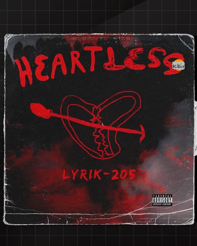 The Heartless 12-inch sleeve, worn at the edges, on a dark grid.
