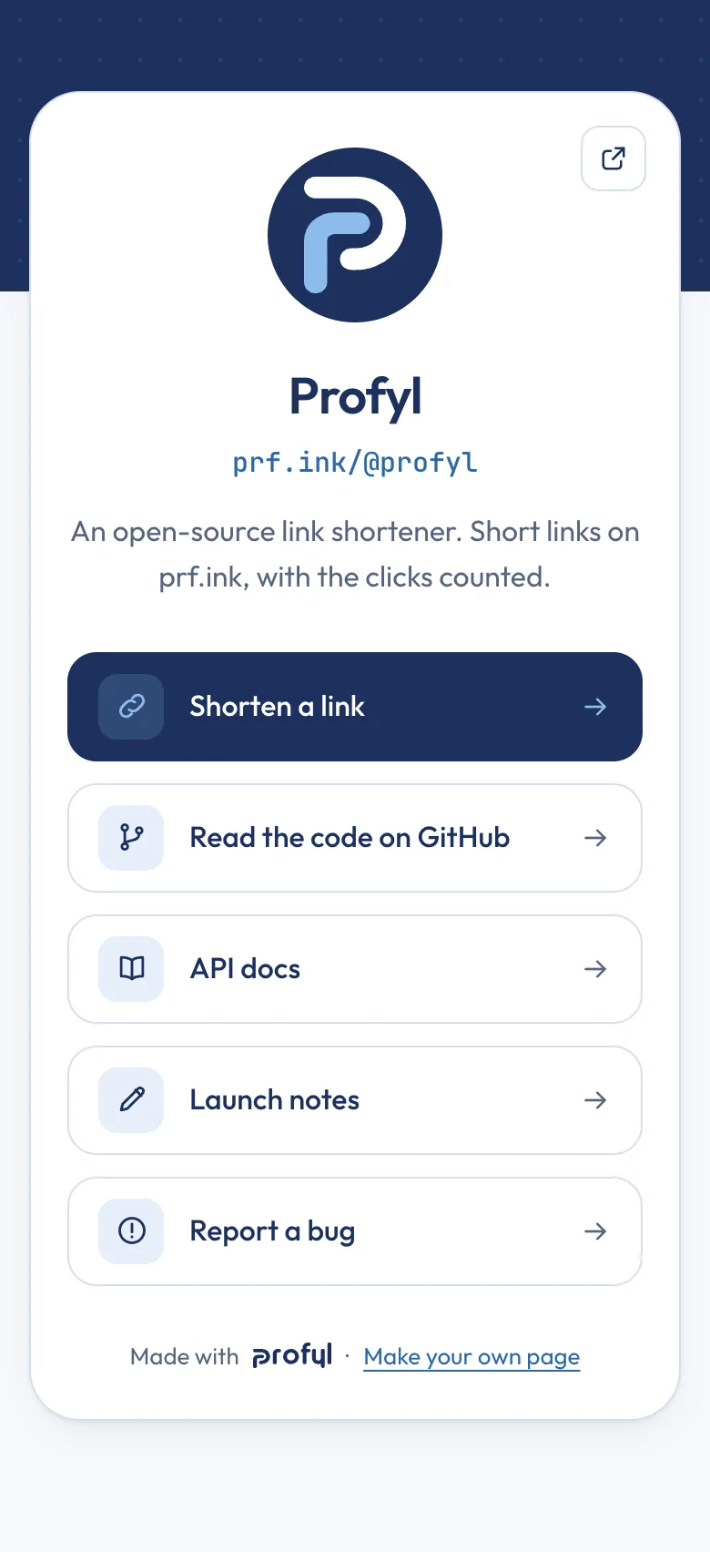 The profile page on a phone