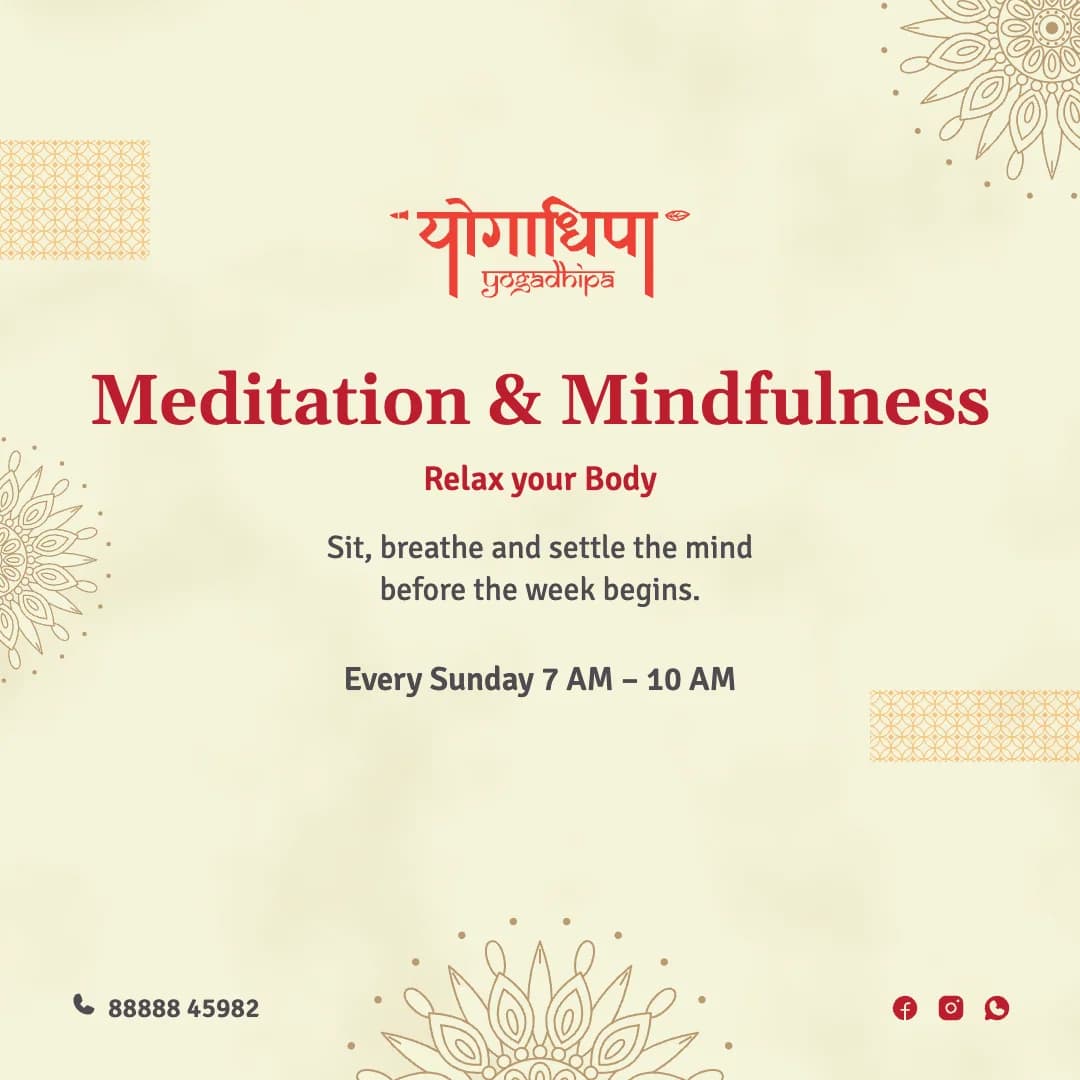 Post: Meditation & Mindfulness, set in the centre with mandalas at the corners.